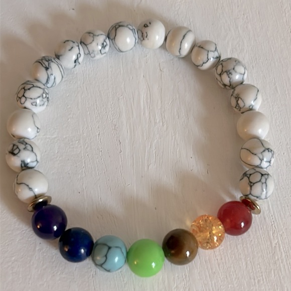 Collection of 6 Diffuser Chakra Multi-Gemstone Bead Stretch Bracelets - Picture 7 of 16